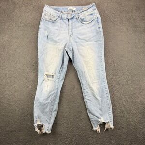 Judy Blue‎ Womens 14W Boyfriend Fit Distressed Light Wash Jeans Raw Hem Denim